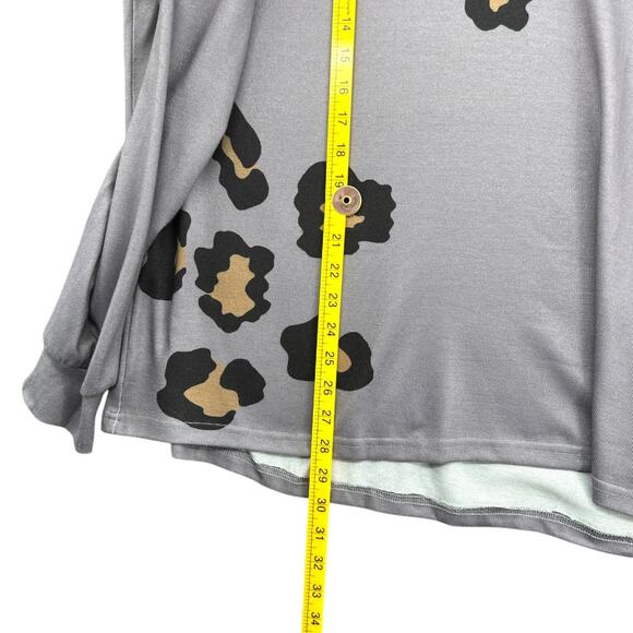 LUUKSE Leopard Print Long Sleeve V-Neck Loose Fit‎ Top Casual 1X - Picture 6 of 6